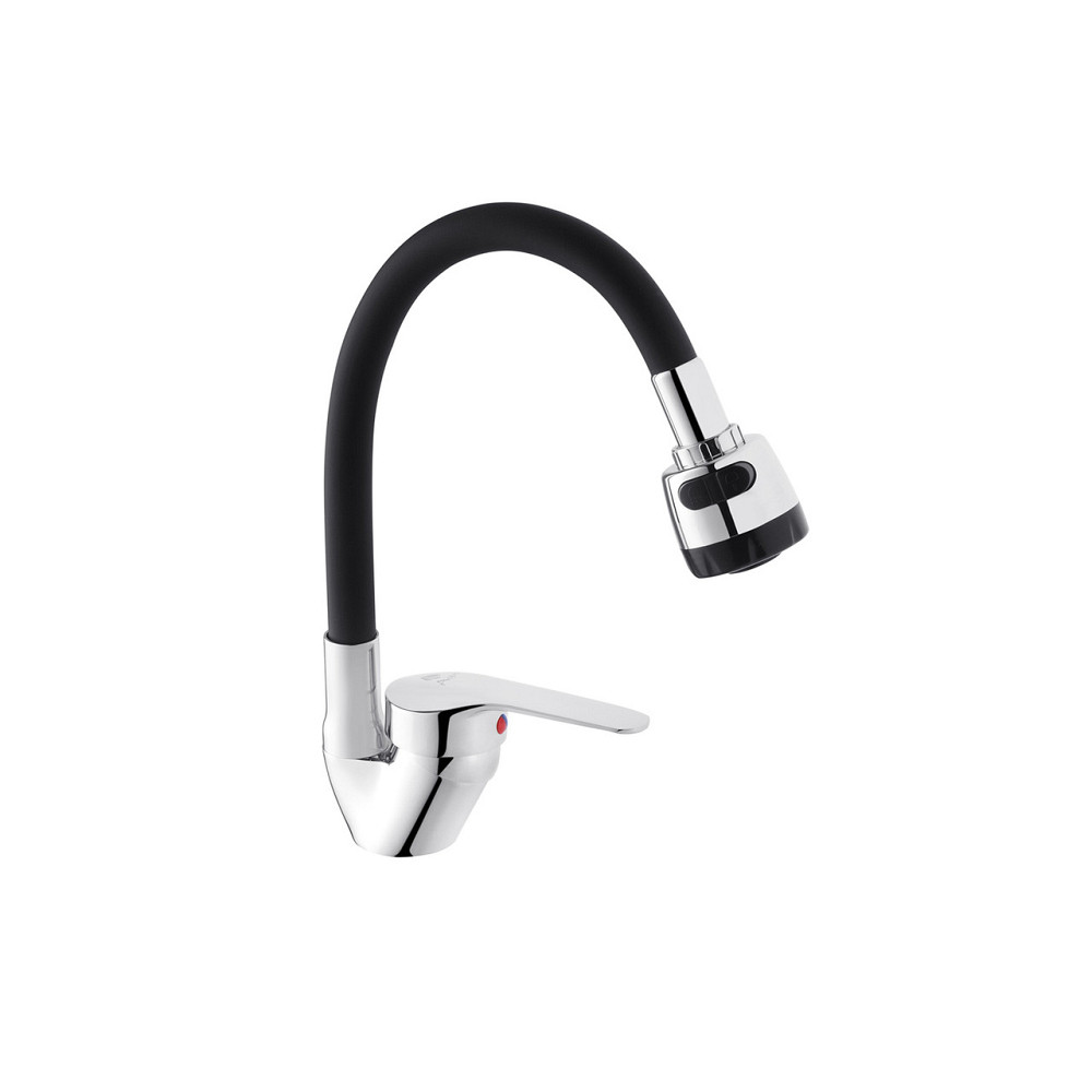 Смеситель для кухни Agua Sevilla гибкий - C039NGR хром/чёрный Киев - изображение 3