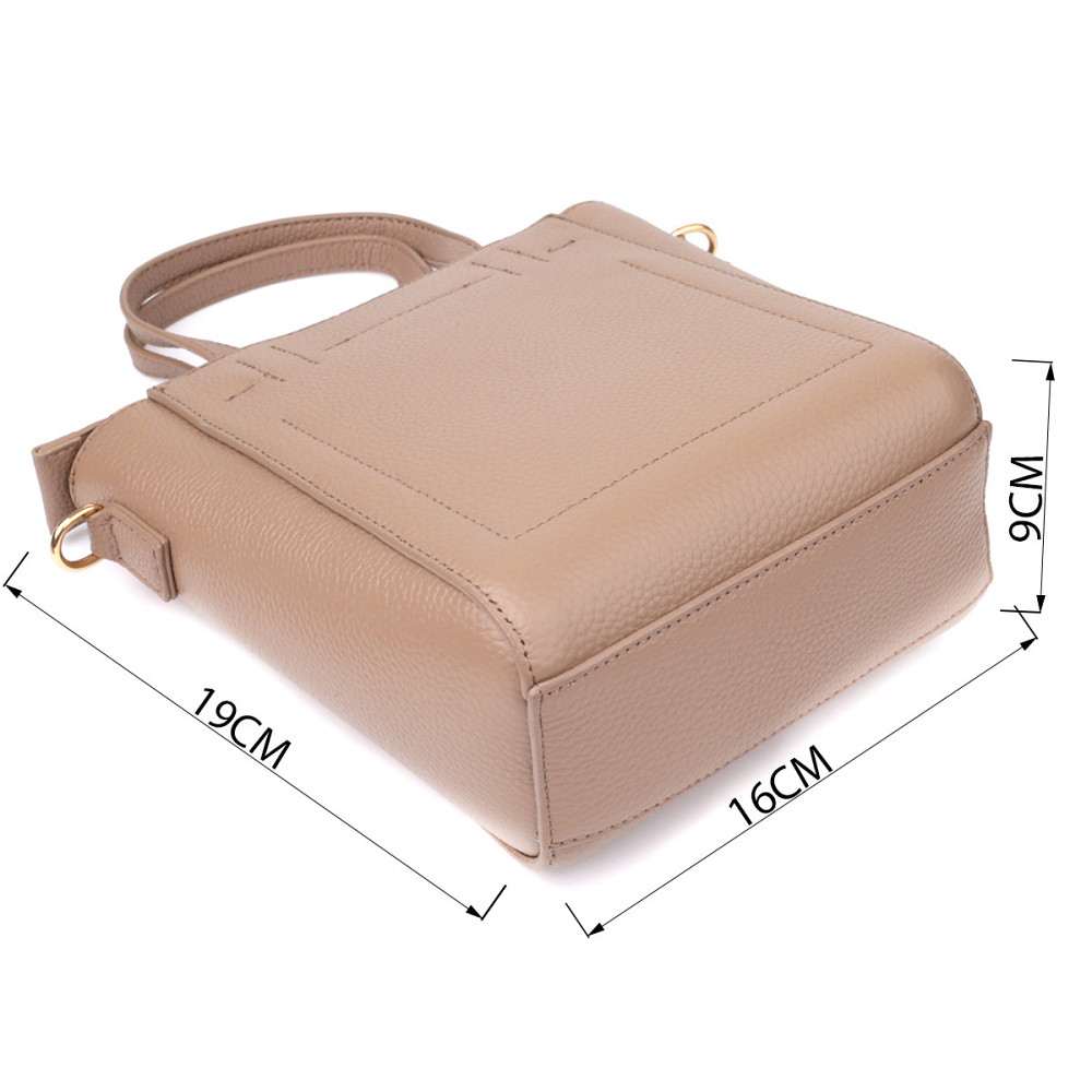 Сумка жіноча з натуральної шкіри у формі трапеції Vintage 22918 Бежевий Київ - фото 3