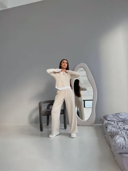 Жіночий костюм 2-ка з двунитки бежевий чорний Одеса - фото 11