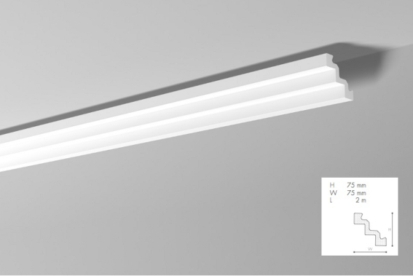 Карниз(плинтус) потолочный гладкий NMC , ST 3  , 75x75x2000mm мм Днепр - изображение 1