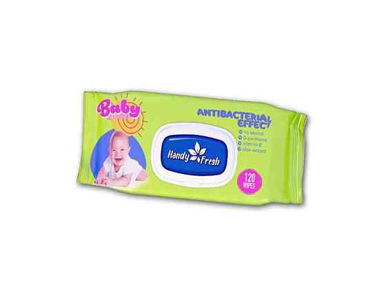 Вологі серветки для дітей 120 клапан Baby Antibac (зелена) ТМ Handy fresh Київ
