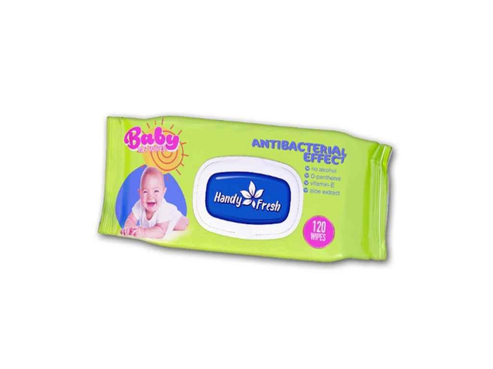 Влажные салфетки для детей 120 клапан Baby Antibac (зеленая) ТМ Handy fresh Киев - изображение 1