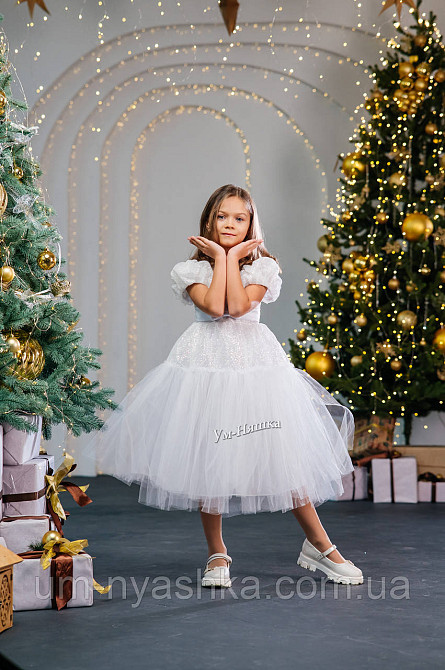 Святкова пишна біла сукня для дівчинки з глітером Кривий Ріг - фото 8
