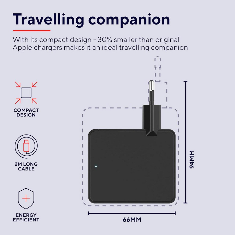 Зарядний пристрій 61 Вт USB-C зарядка для MacBook ноутбука планшета смартфона адаптер живлення з захистом від перенапруги замикань Київ - фото 3