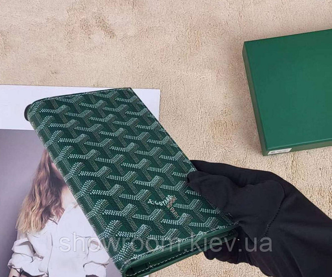 Мужской бумажник с отделением для телефона Goyard (099) Lux green Киев - изображение 6