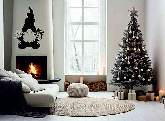 Декоративное настенное Панно «Гном», Декор на стену 90*60 см, Черный Киев