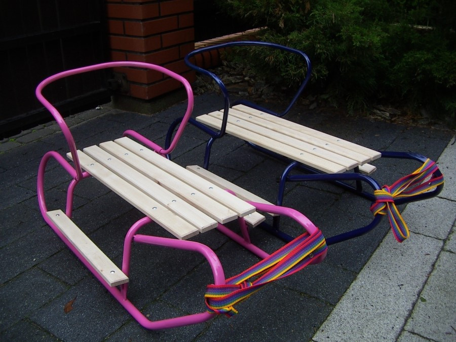 Санки дитячі металеві Basic + матрацик + підніжник + спинка (синій) Київ - фото 4