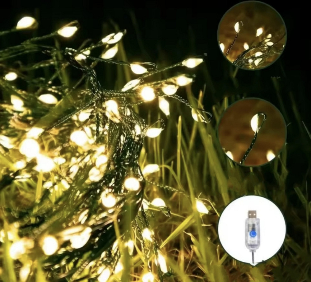 Гірлянда-бахрома 140 см 50 led з usb Теплий білий (0934) Смела - изображение 5