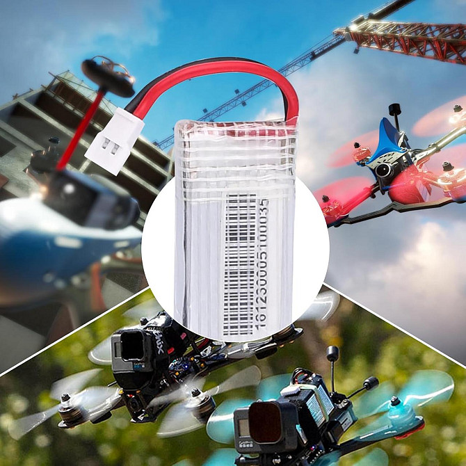 Акумулятор LiPo набір 6 шт 1S 3.7V 380mAh 25C, роз'єм Molex, для дронів Graupner Alpha 110, квадроко Київ - фото 6