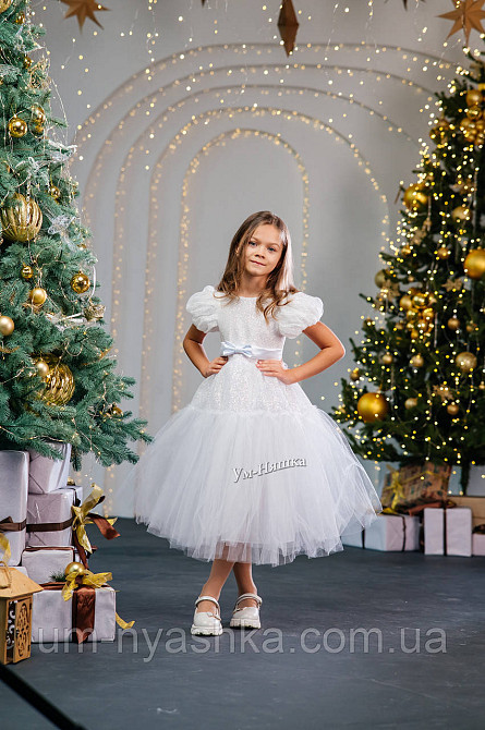 Святкова пишна біла сукня для дівчинки з глітером Кривий Ріг - фото 4