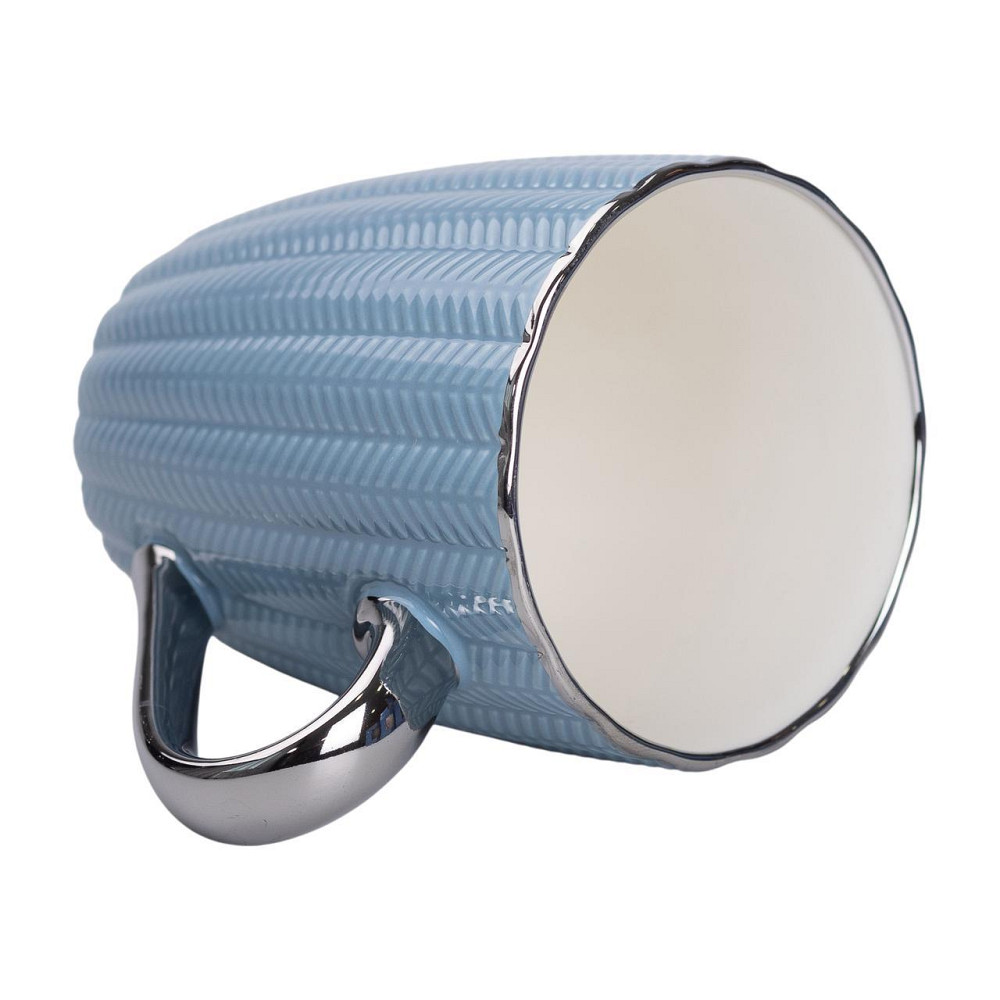 Голуба фарфоровая кружка з сріблястим ободком Київ - фото 1