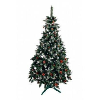 Ялинка штучна з шишками та калиною 1,3 м зелена з білими кінчиками Харків - фото 1