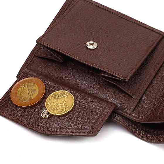 Чудовий чоловічий портмоне з натуральної зернистої шкіри Коричневе (CANPELLINI) Київ