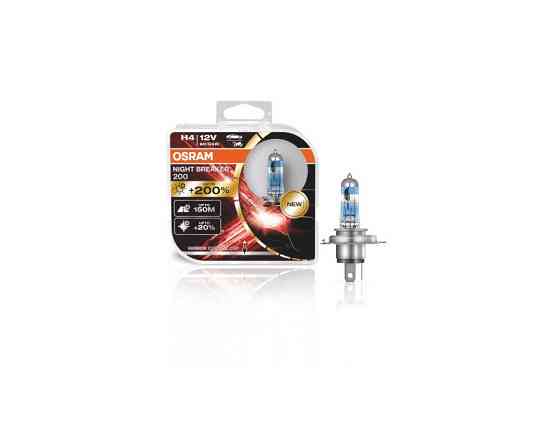 Комплект галогенових ламп OSRAM H4 64193NB200-HCB Night Breaker +200% 60/55W 12V P43T (2 шт) Харків