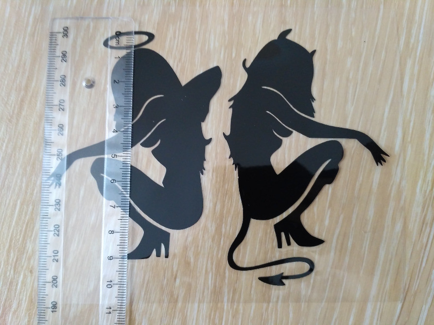 Наклейки на авто Чортенок та Ангелочок Чорна Тюнін Київ - фото 3