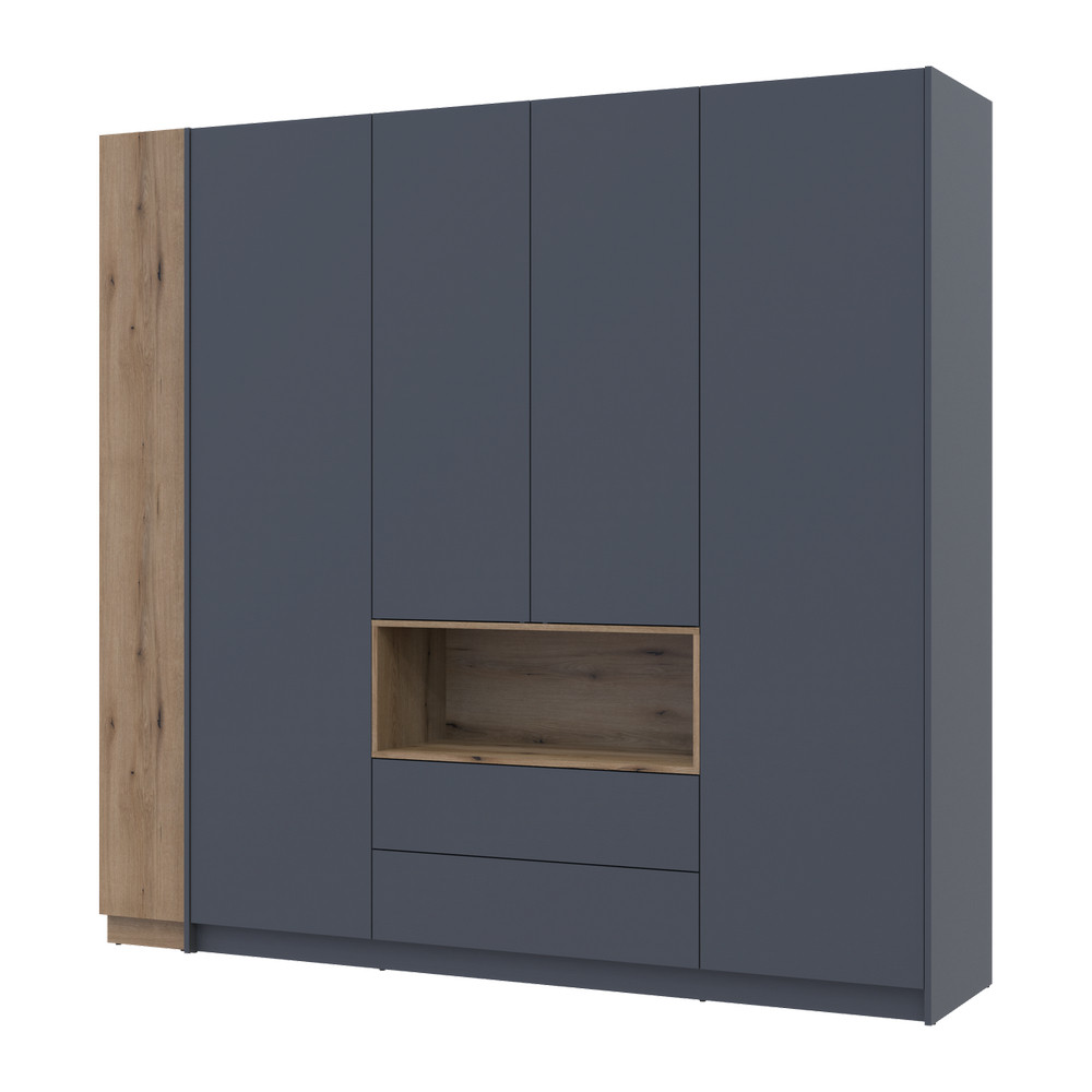 Шкаф для одежды с нишей и этажеркой Doros Дейл Графит/Дуб Эвок 4 ДСП 234х52х220 DRS-011738 (42005158) Львов - изображение 1