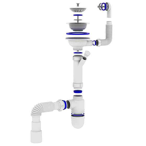 Сифон OPTIMUM 31/2″*40 з відведенням для прал маш, з круглим гнучким переливом та гнучкою трубою 40х40/50 OPTI-27243 (000029684) Київ