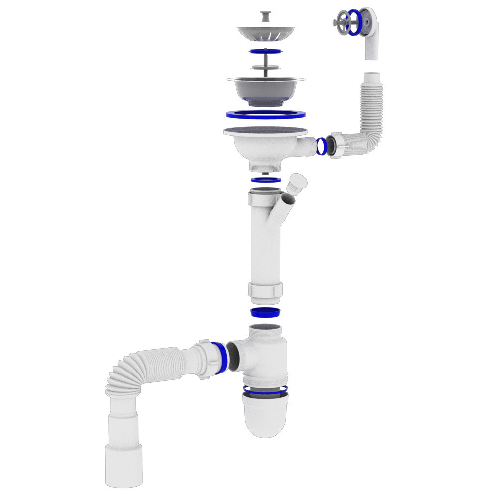 Сифон OPTIMUM 31/2″*40 з відведенням для прал маш, з круглим гнучким переливом та гнучкою трубою 40х40/50 OPTI-27243 (000029684) Київ - фото 2