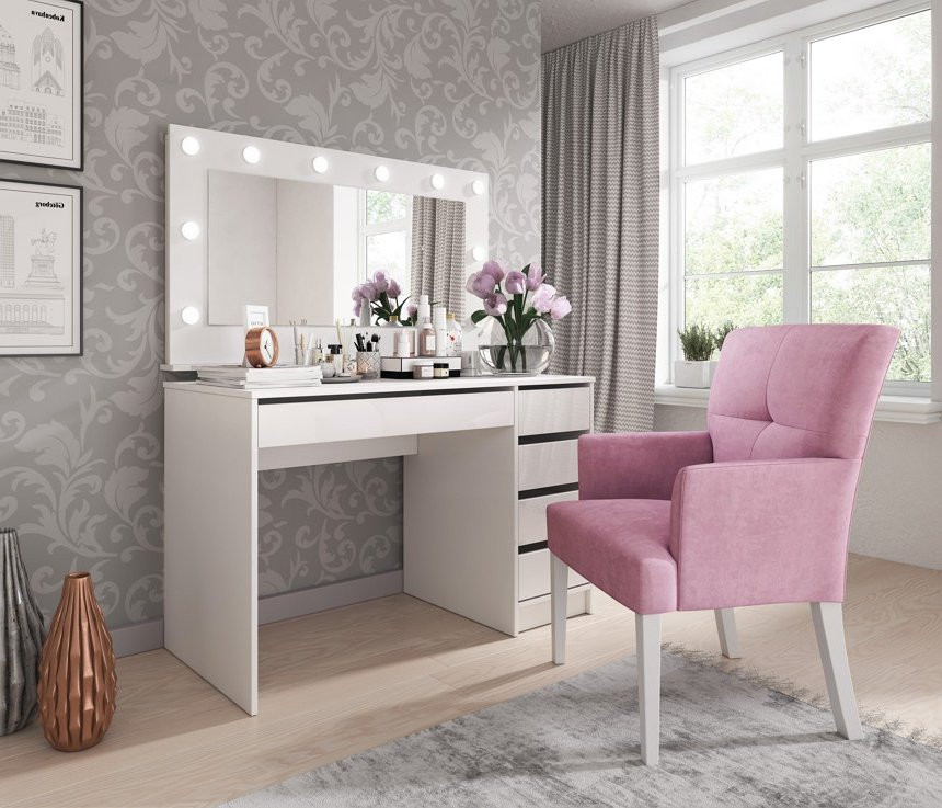 Стіл туалетний письмовий Perfect Home Ада / Ada 5S/120 з 5 шухядами Білий глянець (PFH-091306) Дніпро - фото 6