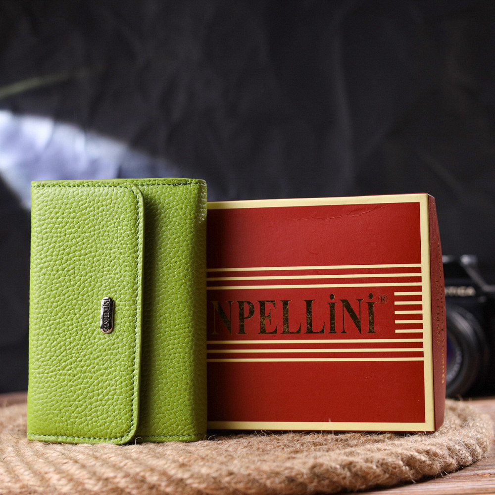 Молодежный стильный кошелек из натуральной кожи флотар CANPELLINI 21598 Салатовый Киев - изображение 10