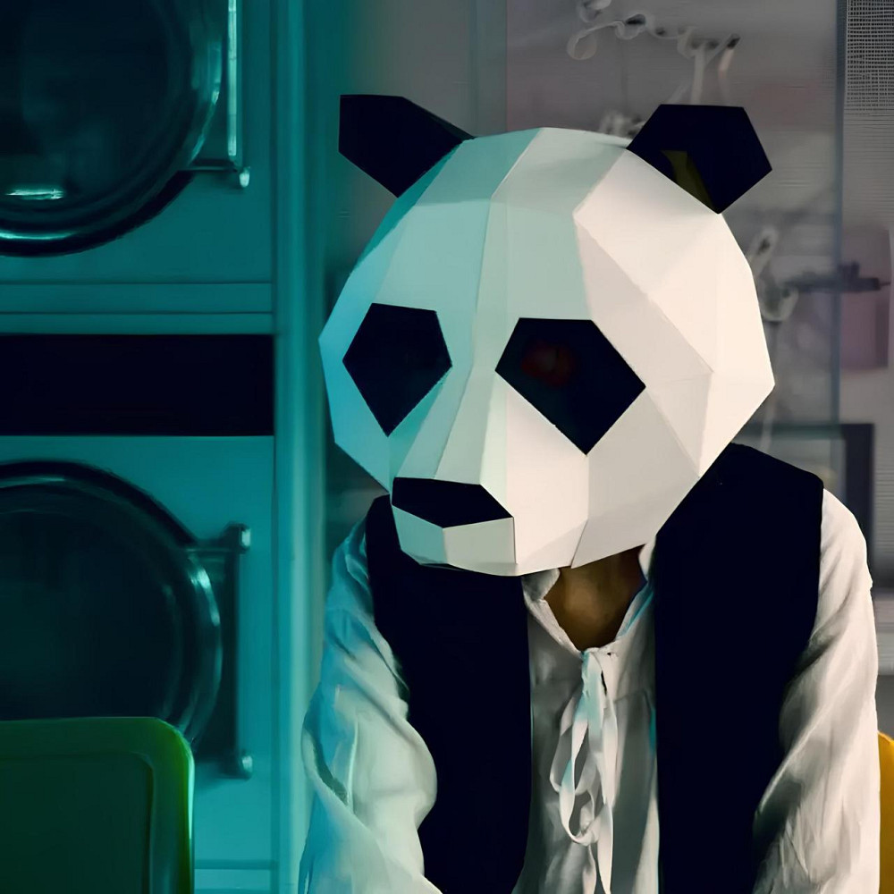 Маска панды RESTEQ из картона — 3D-маска для взрослых, бумажная панда для ручной сборки своими руками Киев - изображение 7