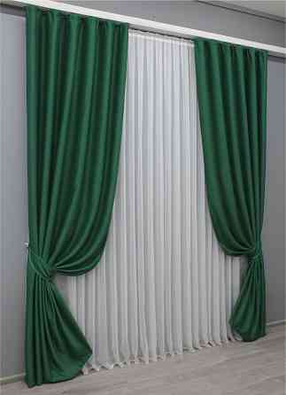 Комплект готових штор VR-Textil Bagema Rvs № 1475ш Зелений 240х270 см 2 шт (39-0052) Київ