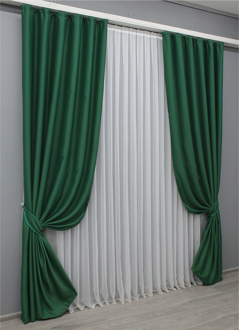 Комплект готових штор VR-Textil Bagema Rvs № 1475ш Зелений 240х270 см 2 шт (39-0052) Київ - фото 3