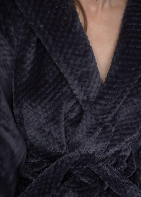 Жіночий махровий халат із капюшоном Графіт, XL/2XL Харків - фото 3