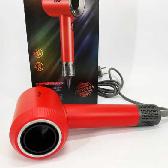 Фен профессиональный VGR V-445 (3 уровня обдува, 4 уровня температуры) 1600W Красный Киев