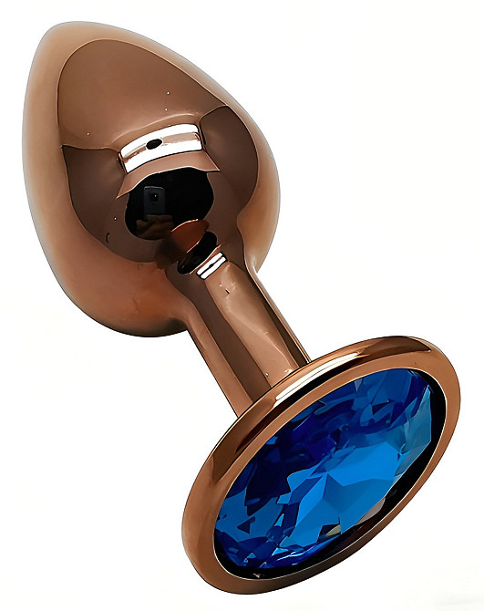 Анальна пробка з кристалом EGZO - Dark Gold Round Plug Blue, size S Sex Aura Київ - фото 2