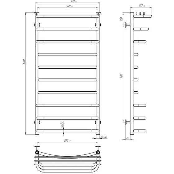 Рушникосушарка UNIO Zp EU 1000-500-10 Зета з полицею електро Київ