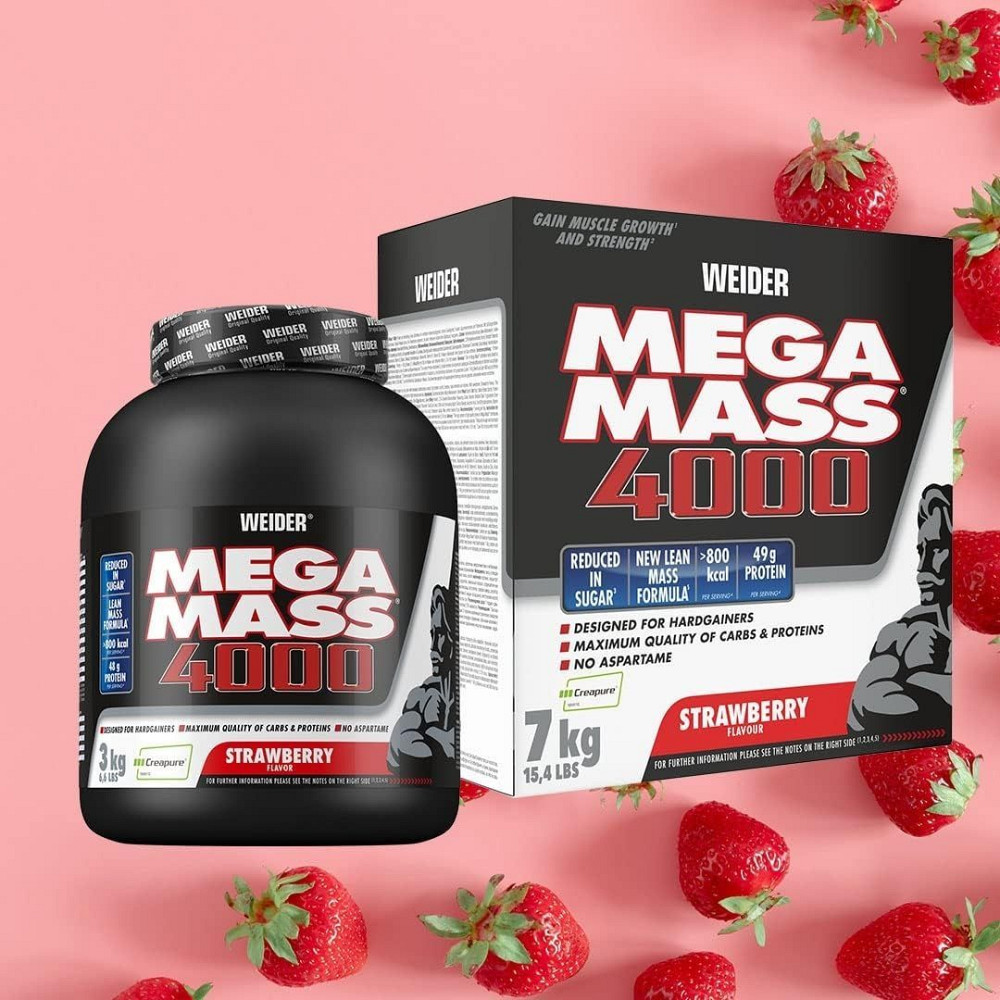 Гейнер Weider Mega Mass 4000 3,0 kg (Strawberry) Луцьк - фото 3