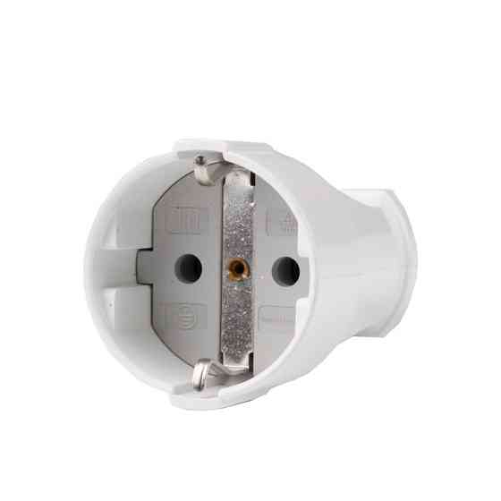 Штепсельное гнездо с заземлением прямое, белый Днепр