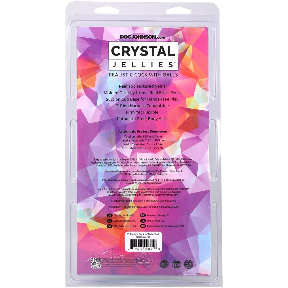 Фаллоимитатор Doc Johnson Crystal Jellies - 8 Inch Realistic Cock with Balls- Teal Sex Aura Киев - изображение 5