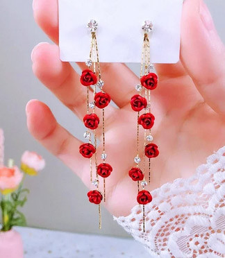 Серьги длиные красивые Розочки Киев - изображение 1