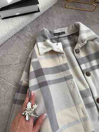 Женская теплая рубашка оверсайз в клетку на пуговицах турецкий флис Одесса