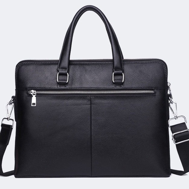 Кожаная мужская деловая сумка-портфель портфель для ноутбука черный Tiding Bag 64028 Каменское - изображение 2