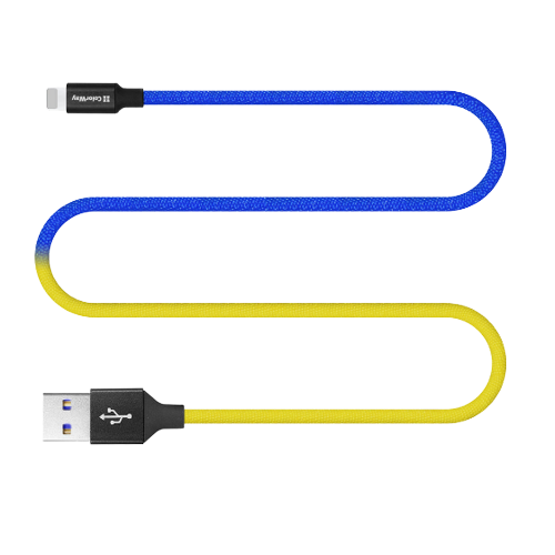 Кабель USB Lightning ColorWay CW-CBUL052-BLY 2,4A 1м синій/жовтий Житомир