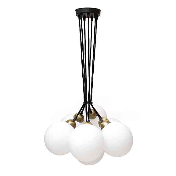 Люстра подвесная MSK Electric Luna светильник на семь плафонов шаров Е27 d-150mm PL 202612-7R BK Одесса