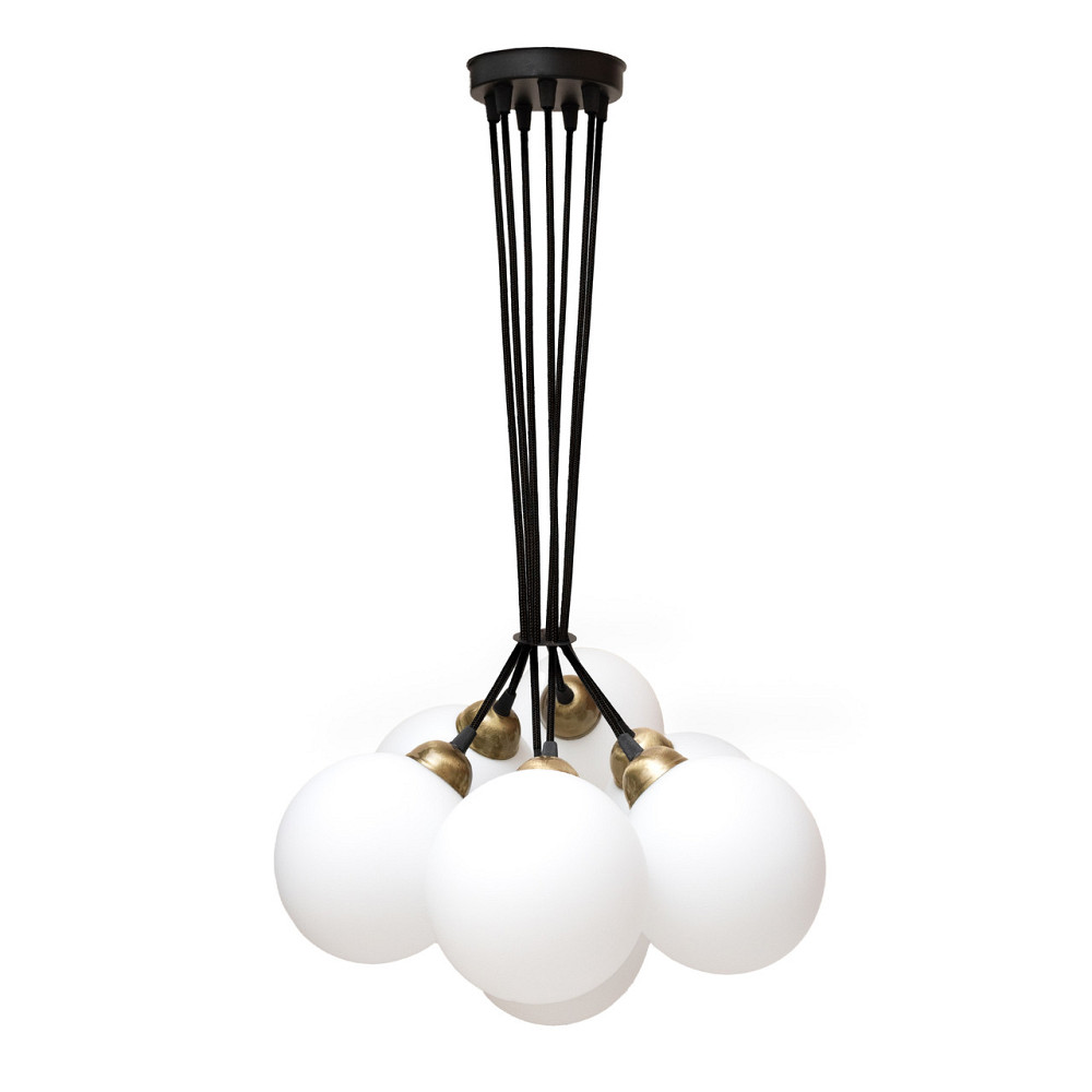 Люстра подвесная MSK Electric Luna светильник на семь плафонов шаров Е27 d-150mm PL 202612-7R BK Одесса - изображение 1