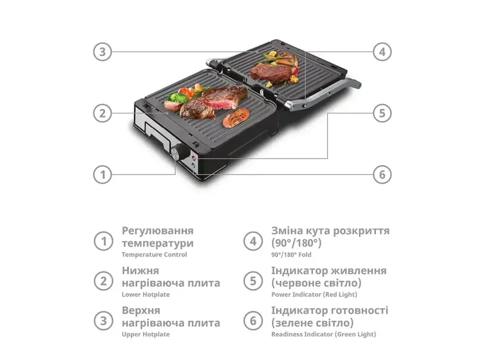 Контактний гриль BITEK BT-2687 3000Вт BBQ мультимейкер з антипригарними пластинами Одеса - фото 5