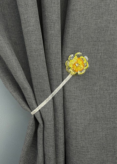 Магніти для штор і гардин Квітка набір 2 шт Жовтий (81-308) Київ - фото 5