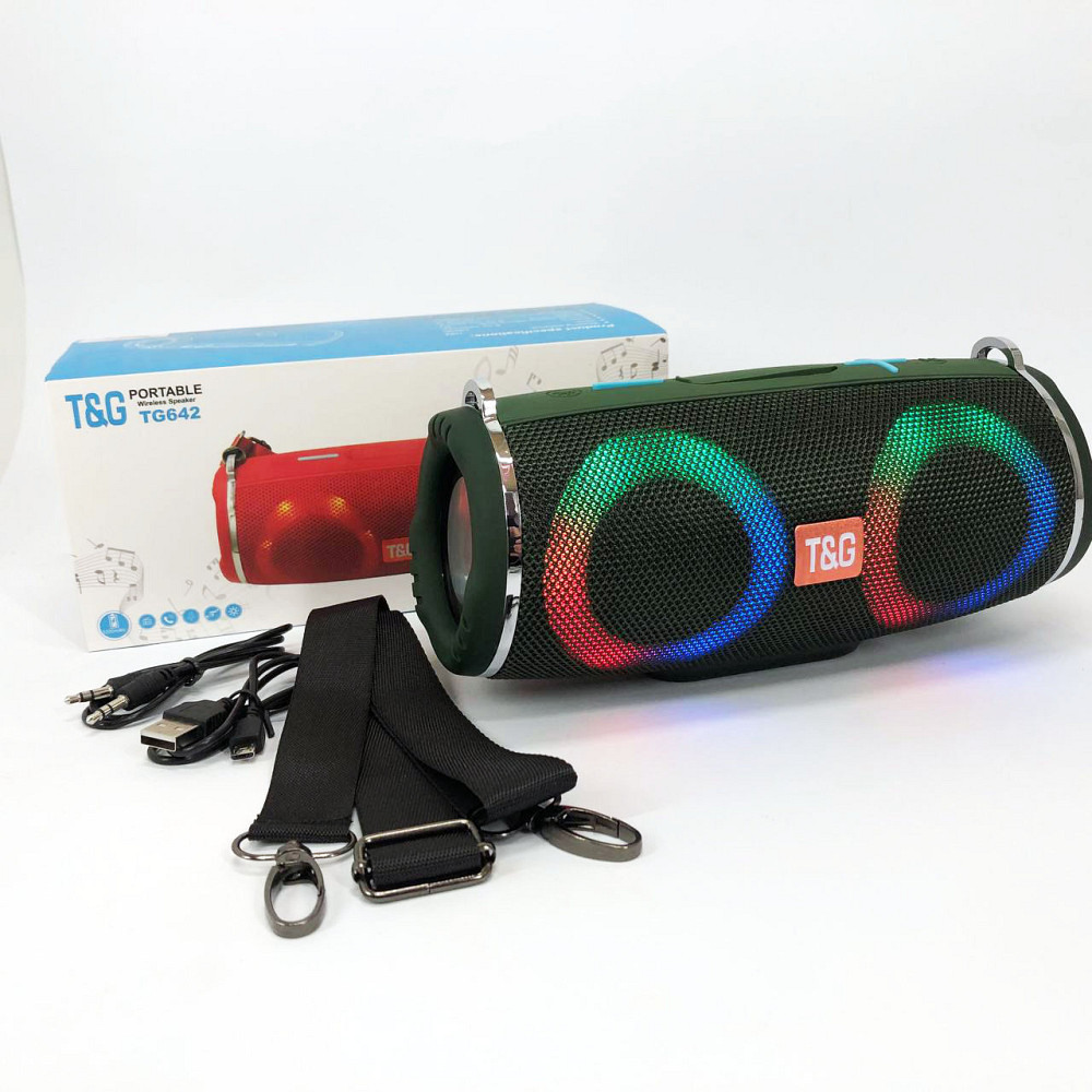 Bluetooth колонка з динамічним підсвічуванням TG642, Бездротова портативна колонка з ремінцем KL-95 Львів - фото 11