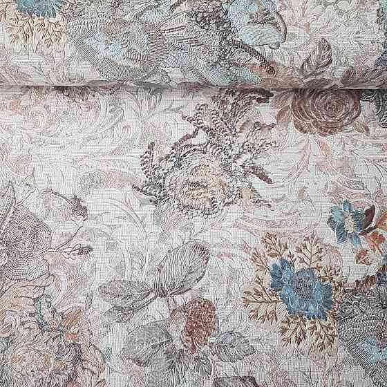 Шпалери метрові вінілові на флізелін Yuanlong Samsara бароко квіти вензель бірюзові коричневі на бежевому Київ