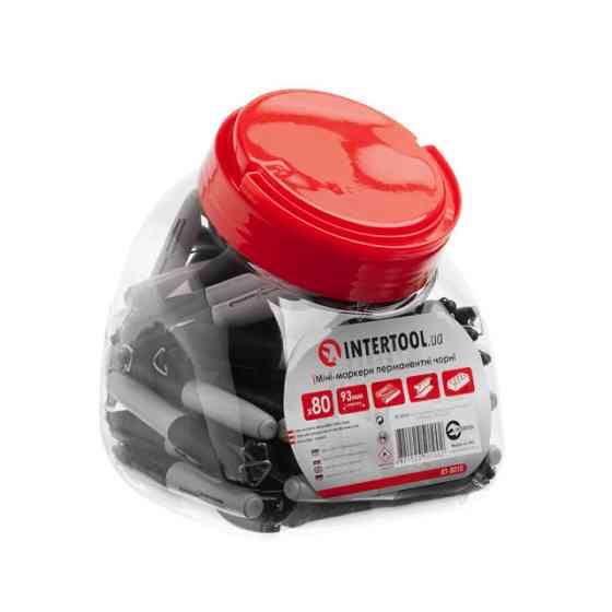 Міні-маркери перманентні, чорні, довжина: 93 мм, уп. 80 шт. INTERTOOL KT-5010 Київ