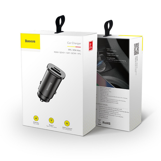 Автомобільний зарядний пристрій BASEUS B5-C15C PPC Car Charger 30W PD QC 4.0 (Чорний, Type-C + USB) Миколаїв - фото 10