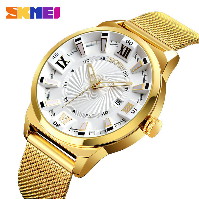 Часы мужские наручные Skmei 9166 Gold white оригинал Винница - изображение 4