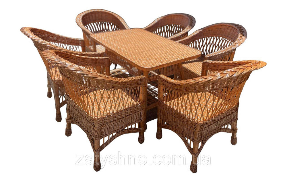 Меблі з лози на 6 людей з великим столом Київ - фото 1