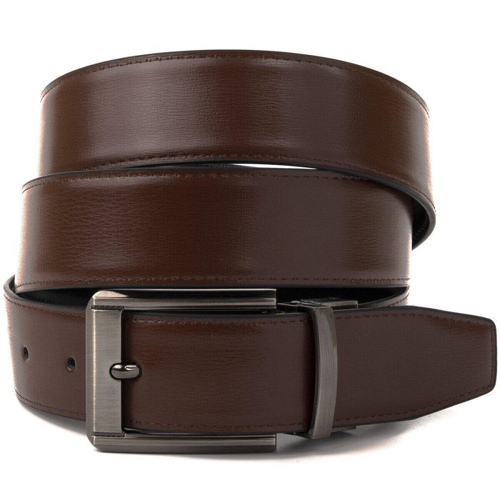Ремень мужской с затемненной пряжкой механика Vintage 20225 Коричневый Киев - изображение 1