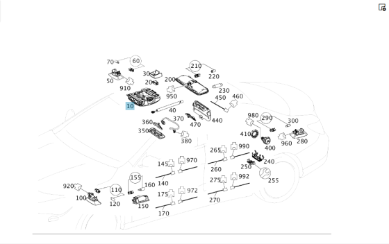 Mercedes-Benz  A0009006703 9051 Стельовий плафон панорамного даху передній чорний Одесса